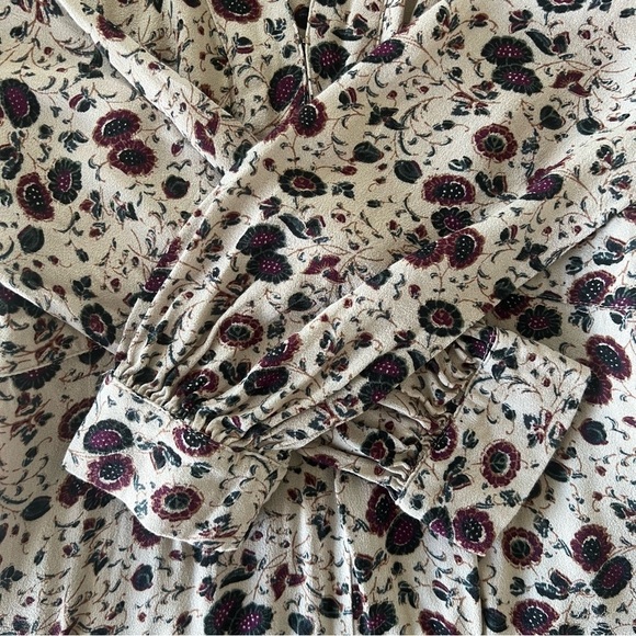 Free People Some Like It Hot Floral Boho Long Sleeve Flare Leg Jumpsuit Size 4 - Picture 10 of 13